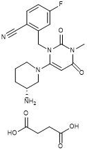 Trelagliptinsuccinate 1029877-94-8 Wit aan quasi Wit Kristallijn Poeder C22H26FN5O6