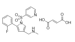 99% Fumarate van zuiverheidsvonoprazan het Wit van CAS 1260141-27-2 aan de Gebroken witte Kristallijne Tussenpersonen van Poederapis